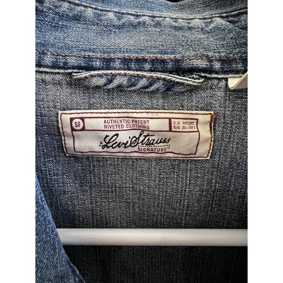 Levi Strauss Sawtooth Western Blue Denim Snap Front Shirt Large Flap Pockets - Picture 5 of 7